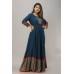 Embroidered Rayon Blend Stitched Anarkali Gown  (Blue)