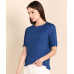 Casual Half Sleeve Self Design Women Blue Top