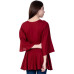 Casual Petal Sleeve Solid Women Maroon Top