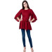 Casual Petal Sleeve Solid Women Maroon Top